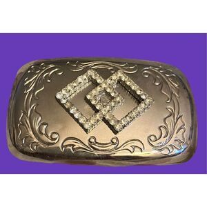 Silver with Crystals Belt Buckle / EUC